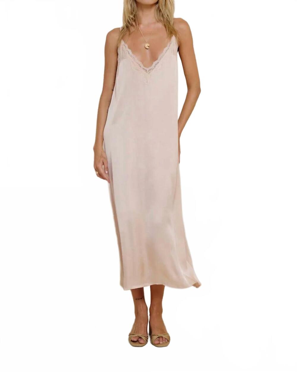 NEW ILOVELILYA orina draped midi slip dress in rose quartz